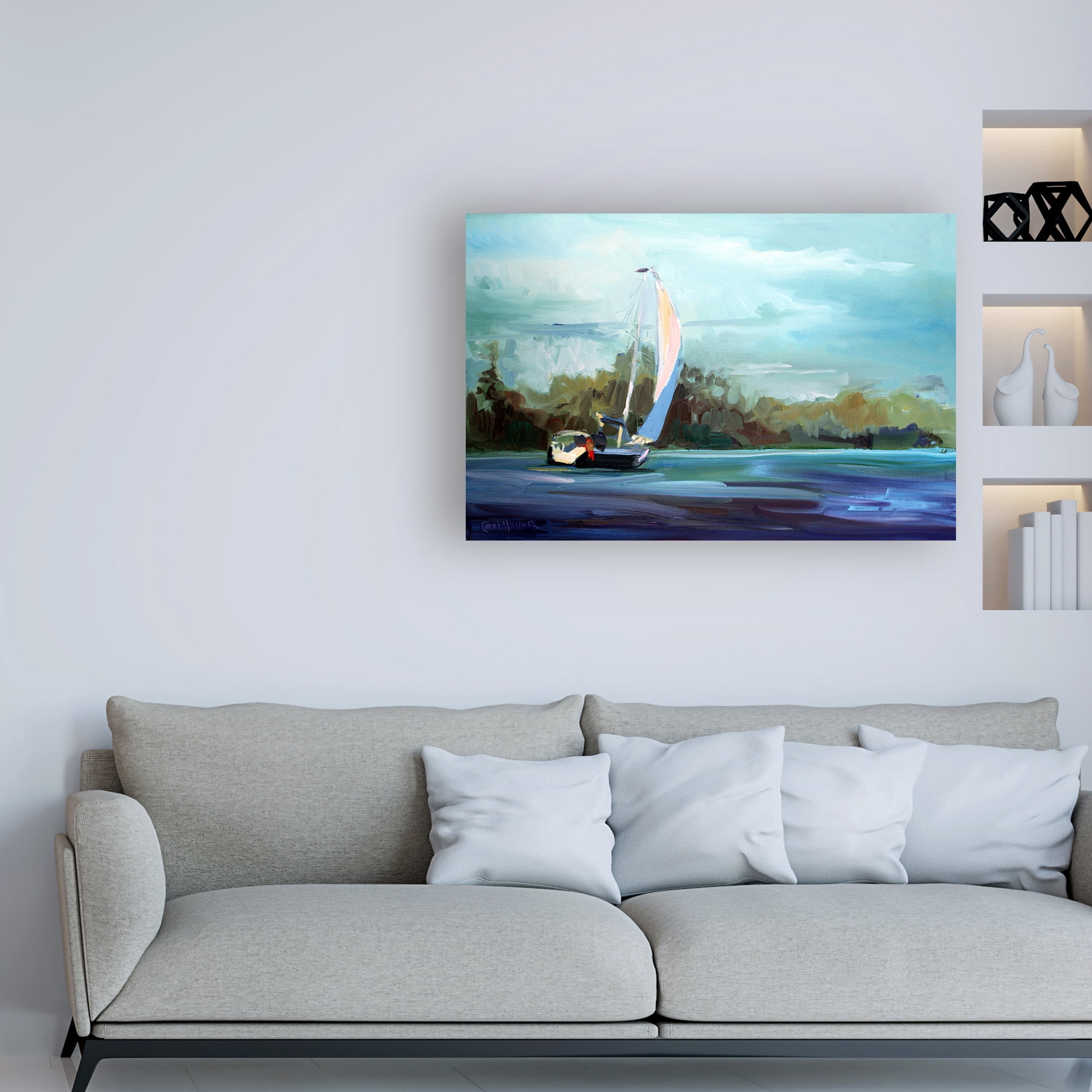 Trademark Fine Art 'Sailboat On The Water' Canvas Art by Carol Halloc