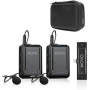Movo EDGE-UC-DUO Dual Wireless Lavalier Microphone System - Compatible with Android, Samsung, iPad Pro - Includes 2 Lav Mics, Receiver with USB Type-C Connector - for Smartphone Video Kits, Gimbals