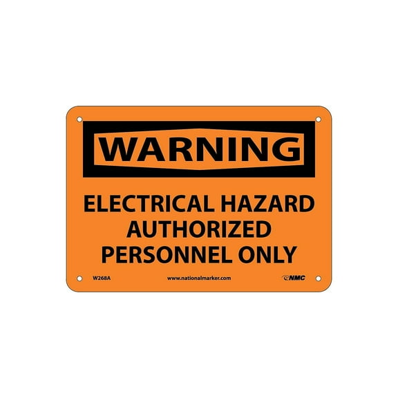 National Marker Electrical Hazard Authorized Personnel Only 7X10 .040 Aluminum Warning Sign W268A