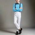 thumbnail image 5 of Samdudou Boys 2 Piece Formal Outfit Long Sleeve Button Down Shirt and Adjustable Suspenders Trousers Pants Set Gentleman Suit Wedding Guest Dress for Party and Speech, 5 of 6