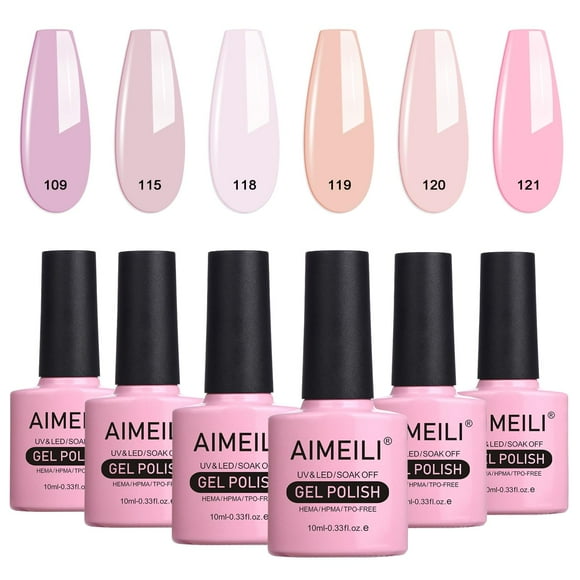 Set de esmaltes de uñas en gel AIMEILI Nude Pink 6 x 10 ml Soak Off