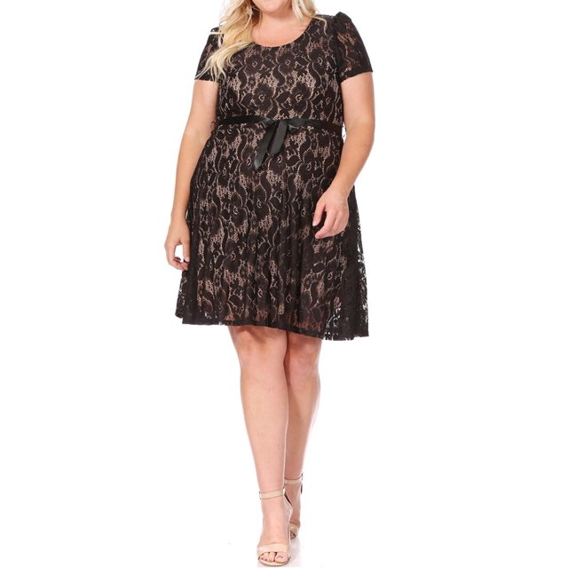 Women's Floral Lace Dress Short Sleeve Party Dress
