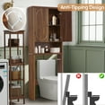 thumbnail image 5 of YOCWO Over The Toilet Storage Cabinet, Mid Century Storage Cabinet Over Toilet with 2 Doors and Open Shelf, Home Space Saver for Bathroom, Living Room, Walnut, 5 of 8