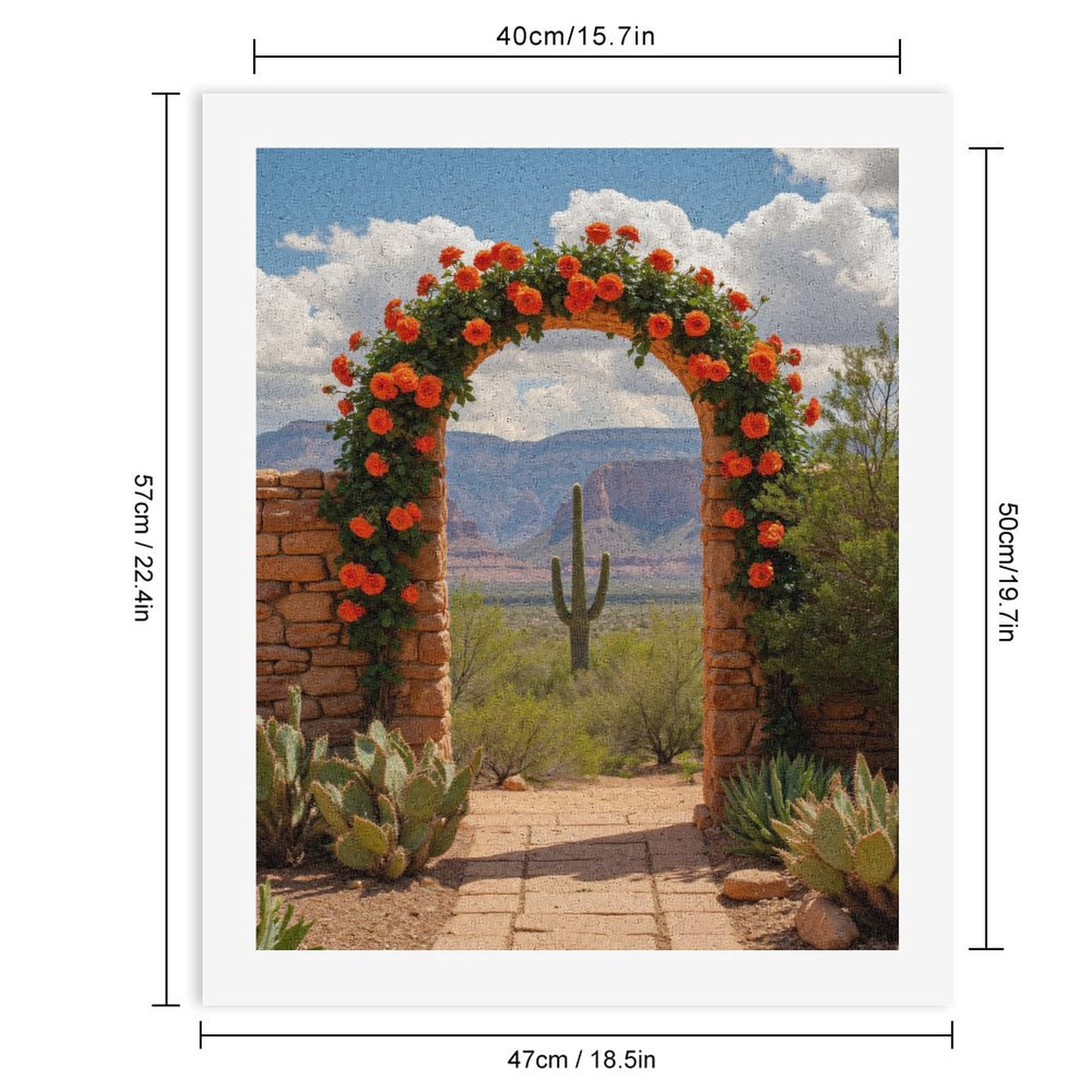 Paint By Numbers Kit for Adults Beginner - DIY Desert Archway Floral Cactus View Canvas Painting Kits for Adults, Frameless Paint By Number for Adults for Home Wall Decor 16x20 Inch