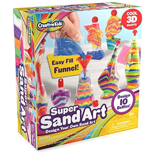 Creative Kids DIY Super Sand Art and Crafts Activity Kit for Kids, Create Your Own Crafts,10 Sand Bottles Vibrant Colored Sand Bags, Glitter Bag, STEM Playset Craft Gift for Boys & Girls 6+