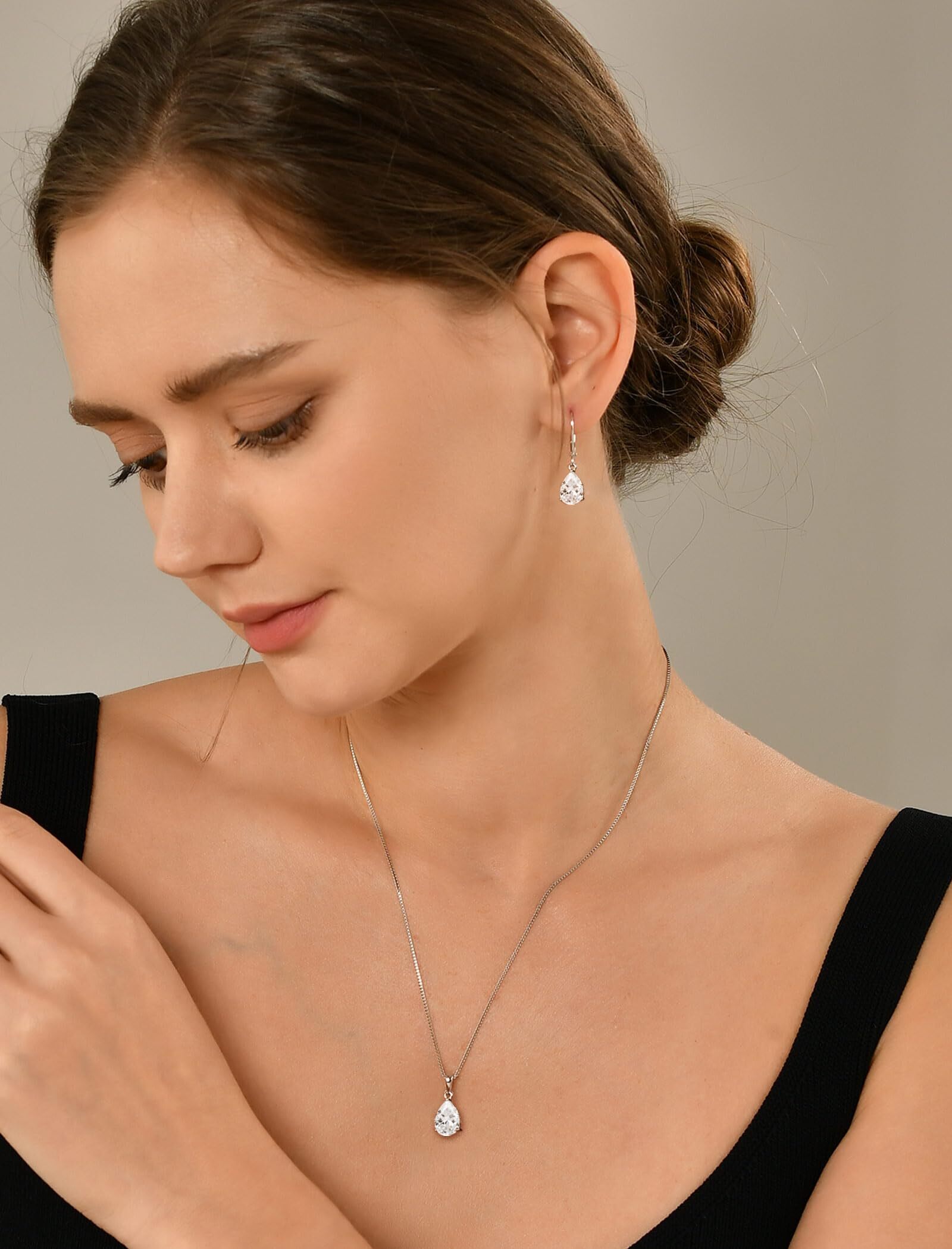 PYNZY Dangle Drop Earrings Sterling Silver Solitaire Leverback Teardrop Earrings for Women Birthstone Cubic Zirconia Jewelry Gifts for Moms