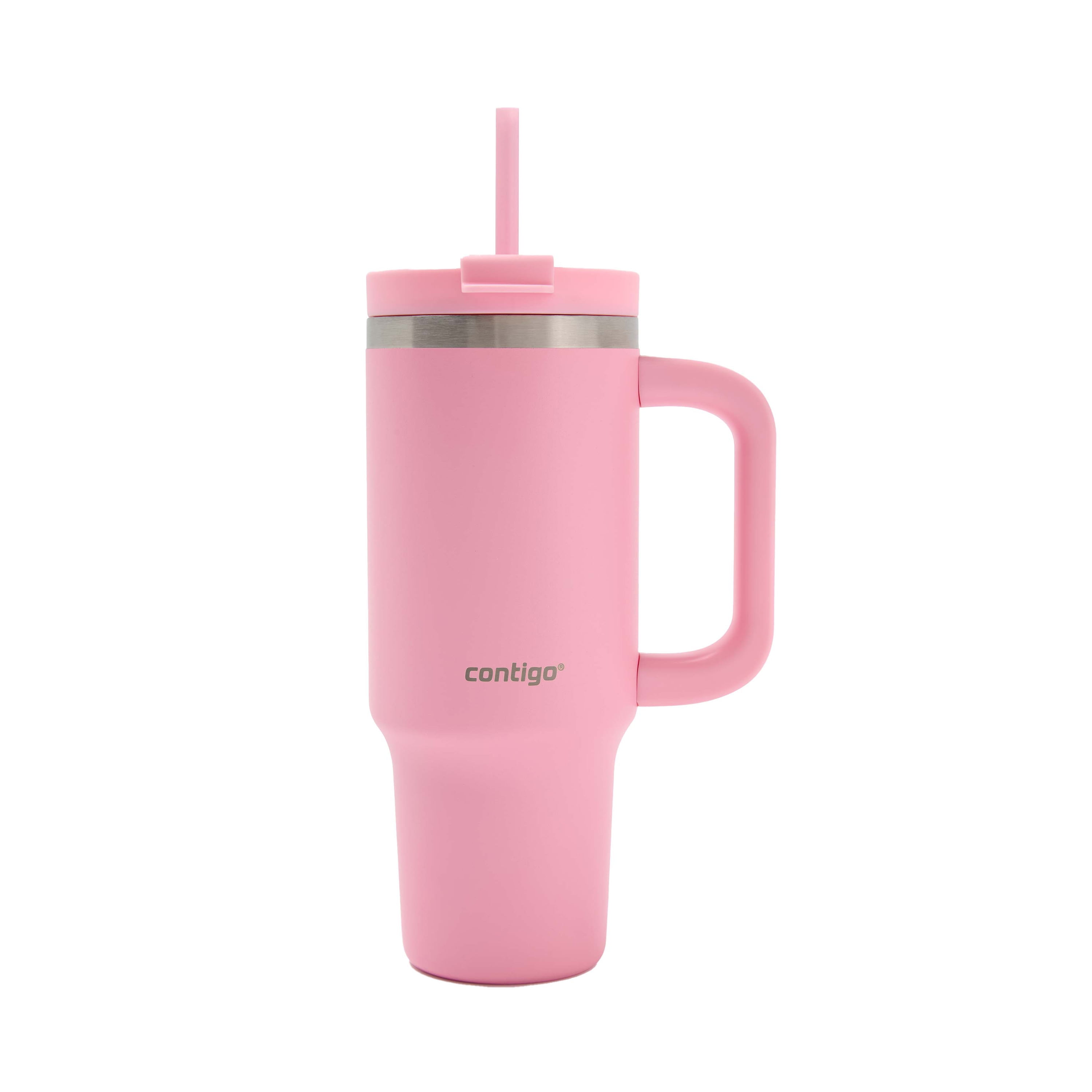 Contigo Streeterville Leak-Proof Tumbler, 30 oz (887 ml), Stainless Steel Water Bottle with Straw, Strawberry Cream