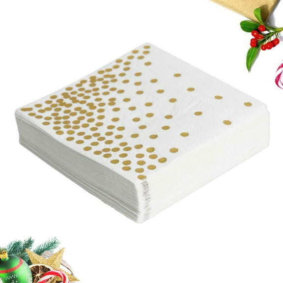 GOOHOCHY Golden Dots Pattern Paper Napkins for Party Use 20PCS Disposable Tissue 7 Inches