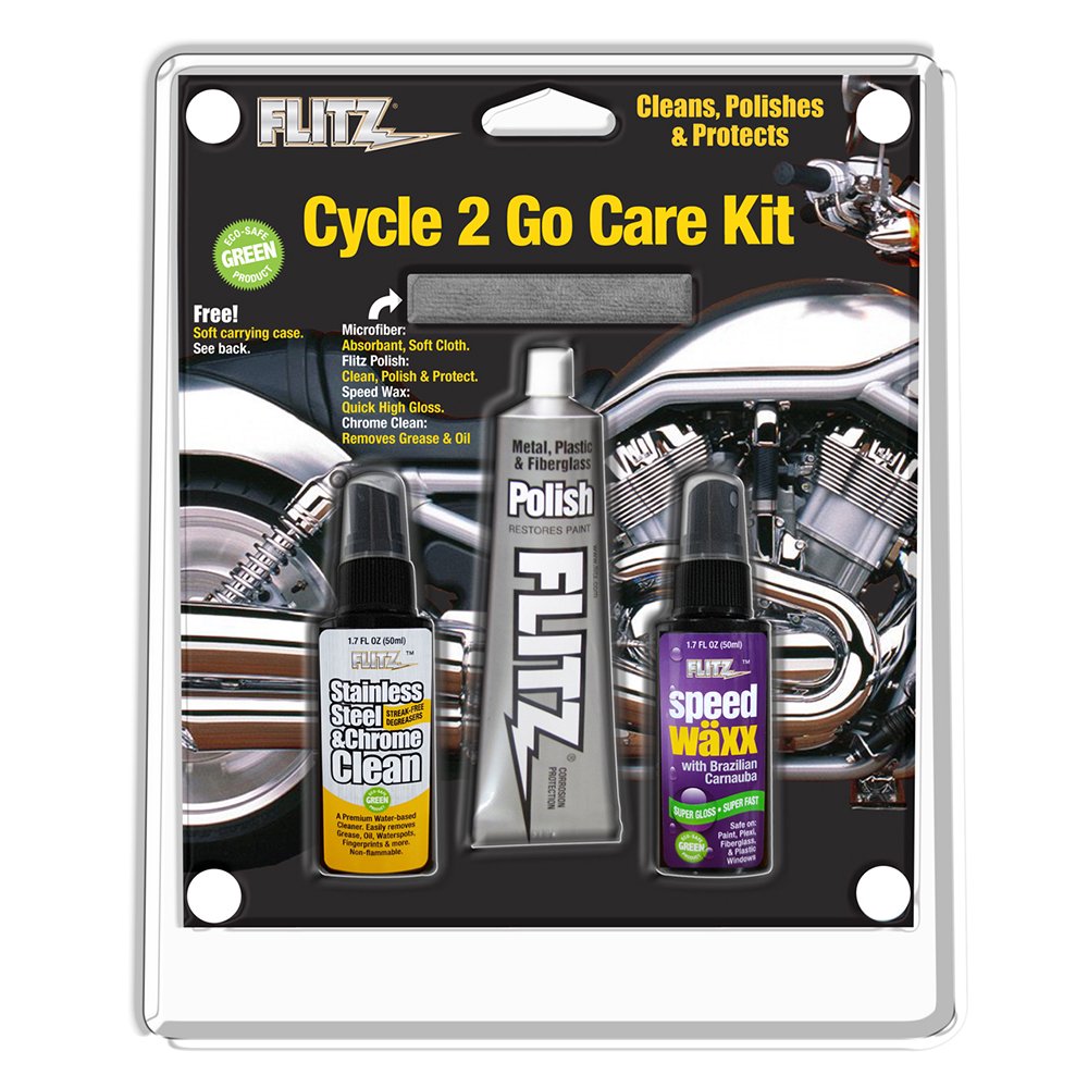 FLITZ CYCLE2GO CARE KIT METAL POLISH SS CLEANER SPEED WAX