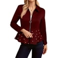 thumbnail image 5 of Women's Plus Size Heavy-Duty Beaded Jacket - Fashion Elegant Solid Color, Wine Red, XXXXXL, 5 of 5