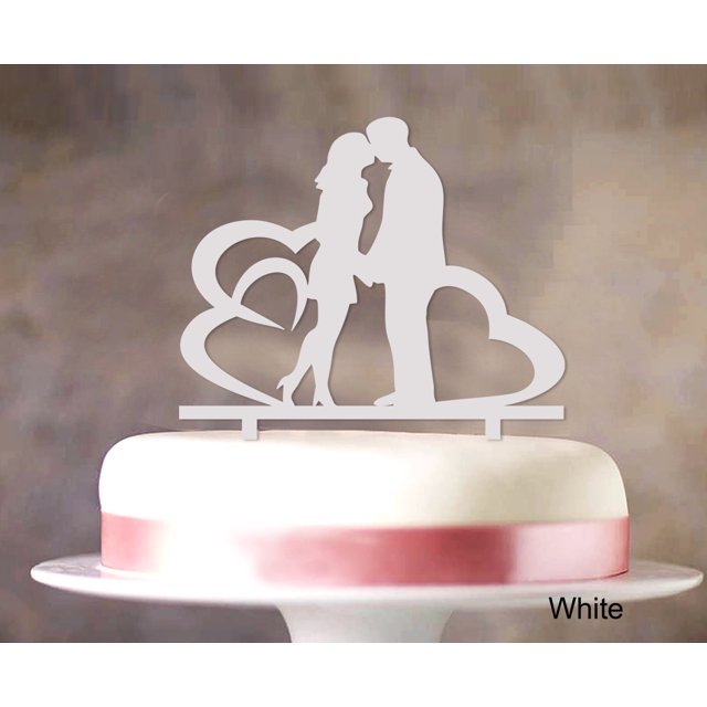 Wedding Couple Cake Topper With Heart Personalized Cake Topper Color Option Available 6-7 Inches Wide