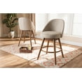 thumbnail image 6 of Set of 2 Baxton Studio Carra Mid-Century Modern Light Beige Fabric Upholstered Walnut-Finished Wood Swivel Counter Stool Set, 6 of 8