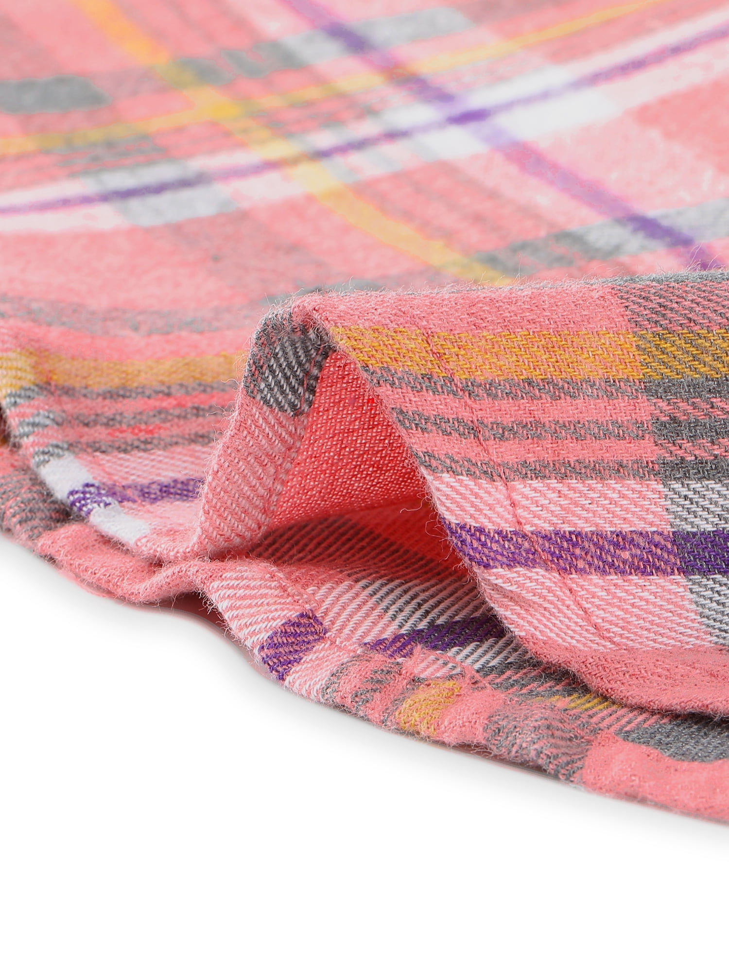 DARING DIVA Women's Casual Boyfriend Plaid Button Down Flannel Shirt XL Light Pink