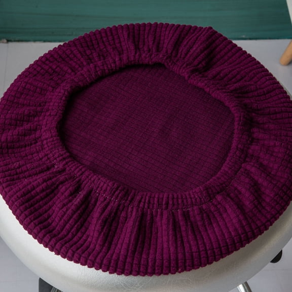 OUNONA Purple Round Chair Cover Elastic Seat Protector for Dining Room Wedding Banquet Hotel Use
