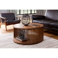 thumbnail image 2 of Martin Svensson Home Fenwick Round Slatted Solid Wood Coffee Table in Dark Wood, 2 of 6