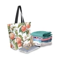 thumbnail image 2 of Open Top Canvas Tote Bag with Zipper Reusable Shopping Bag 13.5x15" Roomy Carryall Peach Fruit Pattern, 2 of 9