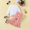 thumbnail image 3 of Toddler Infant Baby Girls Valentines Day Outfits Comfy Love Heart Print Shirt Pullover Top Flared Pants Fall Spring Clothes Set Solid Color Soft Long Sleeve Top And Bell Bottoms Pants Set 9M-5Y, 3 of 7