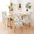 thumbnail image 2 of Watercolor Chair Covers Pattern Pink and Yellow Flowers and Green Leaves Chair Covers Set of 4 Stretch Removable Washable Slipcovers for Dining Room Hotel Kitchen, 2 of 6