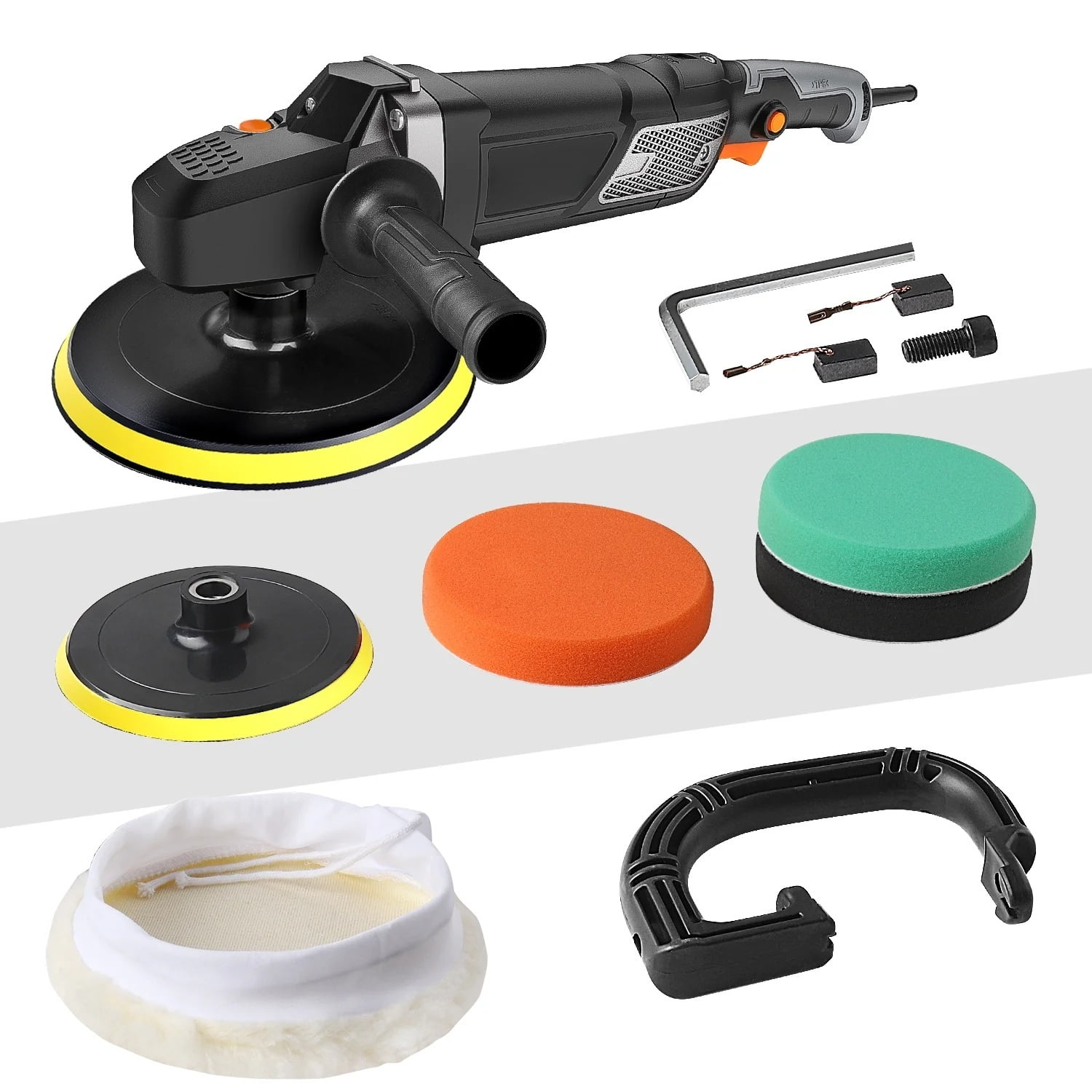 DOVAMAN Buffer Polisher, 6/7 Inch Car Polisher w/12.5A 1500W Motor, Constant power, 6 Speed 1000-3000 RPM, Waxing, Swirls-Free
