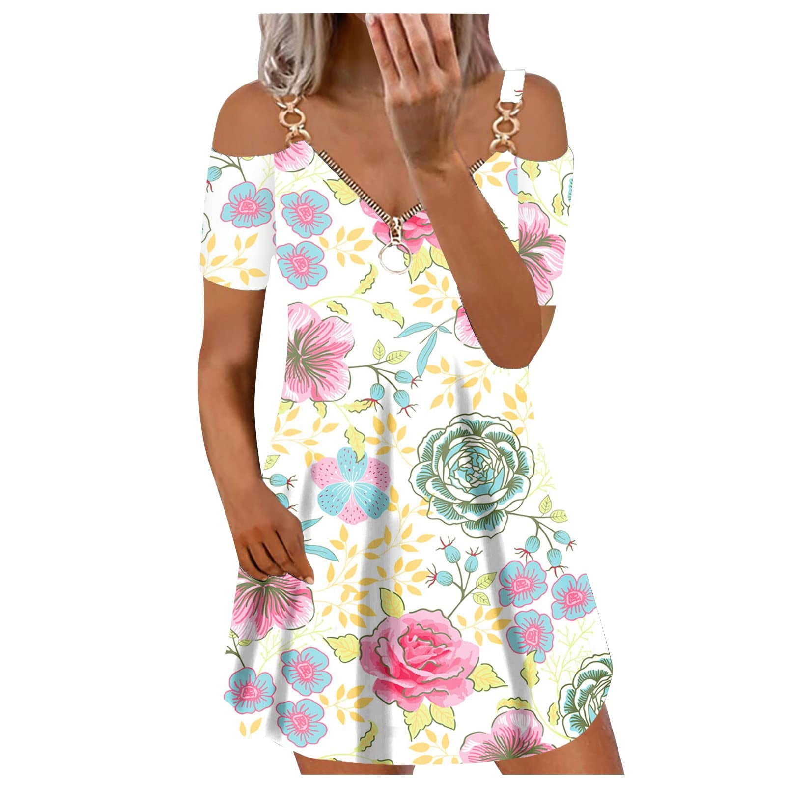 ASEIDFNSA Women Mini Dress Summer Dresses for Women Beach Printed ...