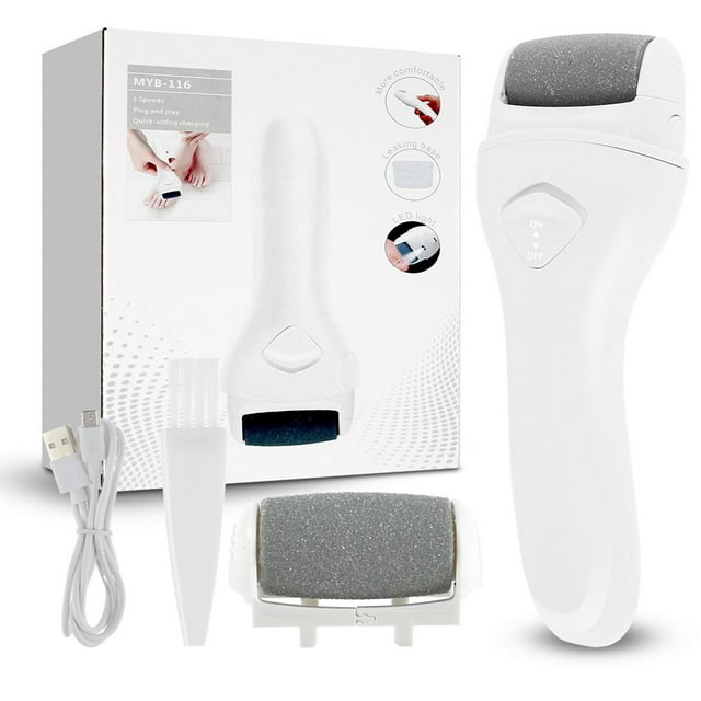 Electric Foot Callus Remover Kit USB Rechargeable Feet Callous Removers Foot Scrubber File Professional Pedicure Tools Kit Feet Care with 2 Grinding Heads for Dead Cracked Dry Skin