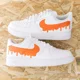 thumbnail image 1 of Air Force 1 Custom White Shoes Orange Drip Swoosh Tangerine Mens Womens Kids S, 1 of 6