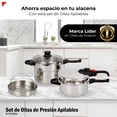 thumbnail image 4 of Set de ollas de presión Bogner de 4 y 6 l acero inoxidable 18/8 con tapa de cristal y vaporera, 4 of 9