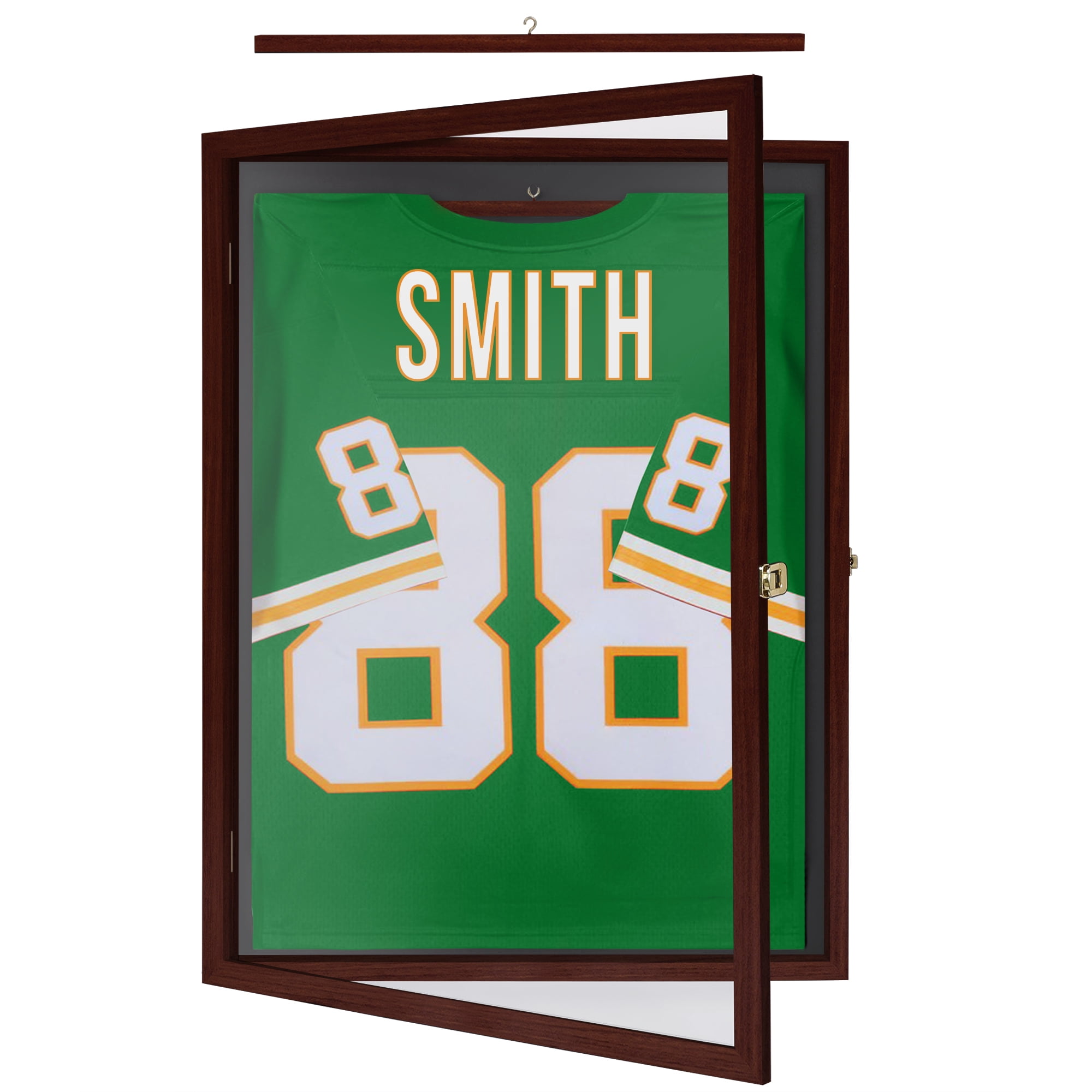 Americanflat 23x31 Shadow Box Frame with Plexiglass Jersey Display Case Lockable Hanger All Star - Mahogany