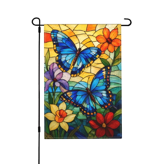 Butterfly Floral Garden Flag 12 x 18 Inch Double Sided, Small Outdoor Decoration for Porch Patio Lawn