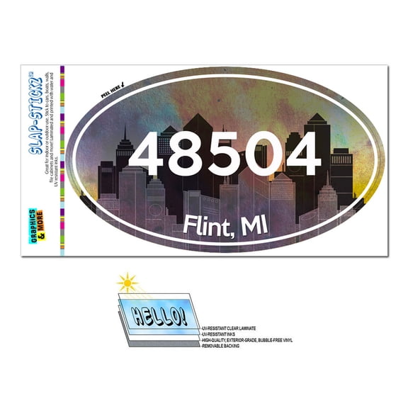 48504 Flint, MI - City - Oval Zip Code Sticker
