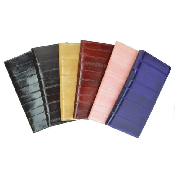 Genuine Eel Skin Leather Checkbook Cover Credit Card Holder ID Window E 154