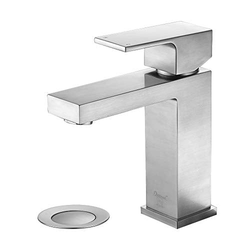 Bathroom Faucet Brushed Nickel, Oakland Modern Brass Bathroom Sink Faucet Single Hole with Drain Assembly Supply Line, KSB1112-BN