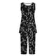 thumbnail image 5 of Conjunto de Ropa de Estar de Mujer Cuello Redondo Impresión Blusa sin Mangas Pantalones Cortos, Pantalones de Cintura Elástica para las Mujeres, 5 of 7