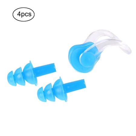 Bouchons D'Oreilles De Natation 3 Paires + Pince-Nez En Silicone Souple - Imperméables Réutilisables Pour Surf, Plongée, Douche - Coffret Cadeau Noir
