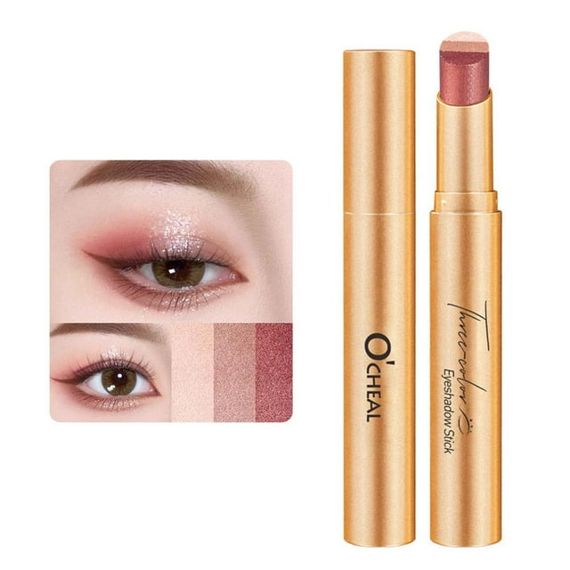 Easy-to-Apply Gradient Eyeshadow Stick, Waterproof Eye Makeup Shimmer Stick, Long Lasting Three-Color Highly Pigmented Rotating Design for Newcomers, 01# Matte Earth