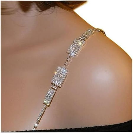 GZhLonKiMa 1Pair Luxury Rhinestone Adjustable Bra Shoulder Straps Crystal Underwear Chain Rhinestone Lingerie Strap Shoulder Bridal Wedding Dress Bra Shoulder Chain for Women Dress Accessories Jewelry