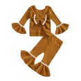 thumbnail image 1 of Gupgi 2Pcs Toddler Girl Christmas Outfits 0-4 Years Buttons Ric-Rac Long Sleeve Tops and Flare Pants, 1 of 8