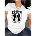 thumbnail image 1 of Awareness Pink Heart & Fist Graphic Tee - Women's Casual Crew Neck Short Sleeve T-Shirt, Comfortable Summer Top, English Pattern, Fashion Trend, 1 of 6