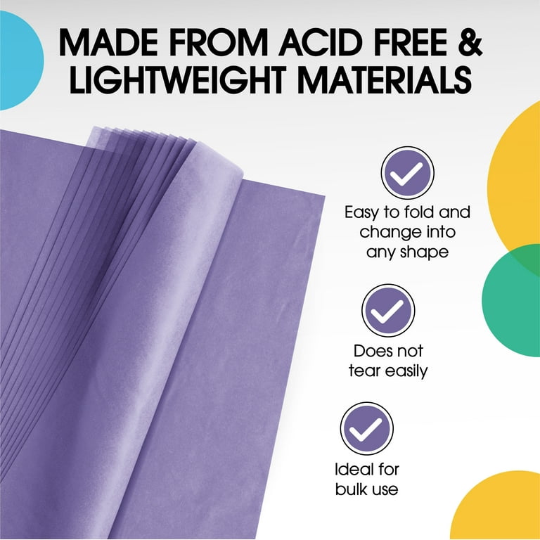 Bulk Pack of 480 Purple Tissue Paper Sheets - 20 x 30 Size for Moving,  Wrapping, and Protecting - Ideal for Packing, Gift Wrapping, and Moving  Supplies 