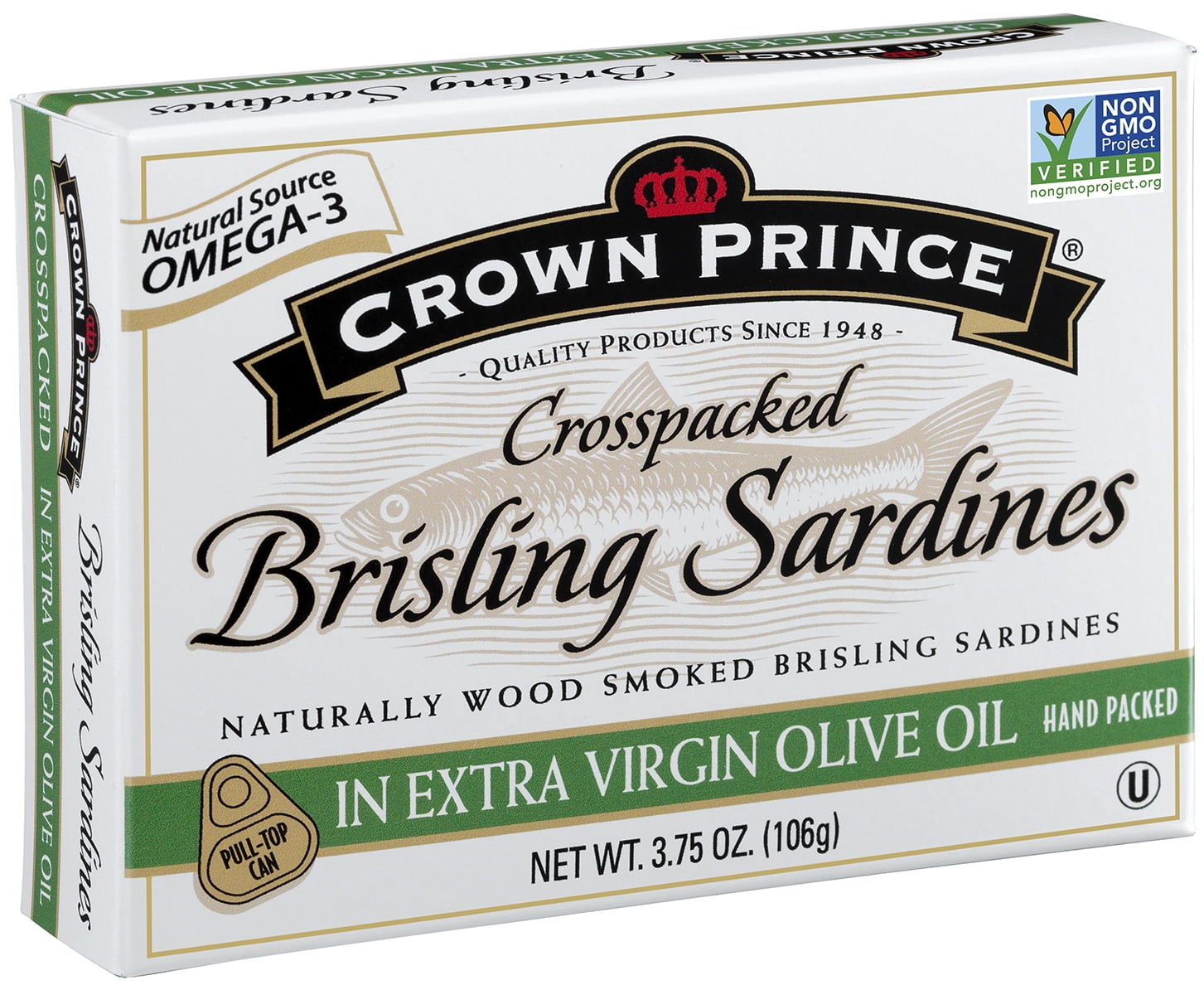 Crown Prince Crosspack Brisling Sardines In Extra Virgin Olive Oil, 3.