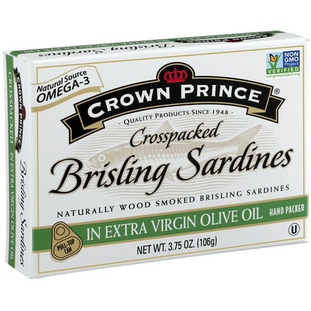 UPC 073230000102 product image for Crown Prince Crosspack Brisling Sardines In Extra Virgin Olive Oil, 3.75 oz | upcitemdb.com