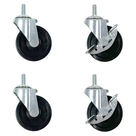 

HeSLehs MeshWorks Locking Caster Wheels - Set of 4 Industrial Strength Wheels for Metal Shelving Units Compatible with The MeshWorks 5-Tier Unit Narrow Unit Entryway Bench and Utility Unit.
