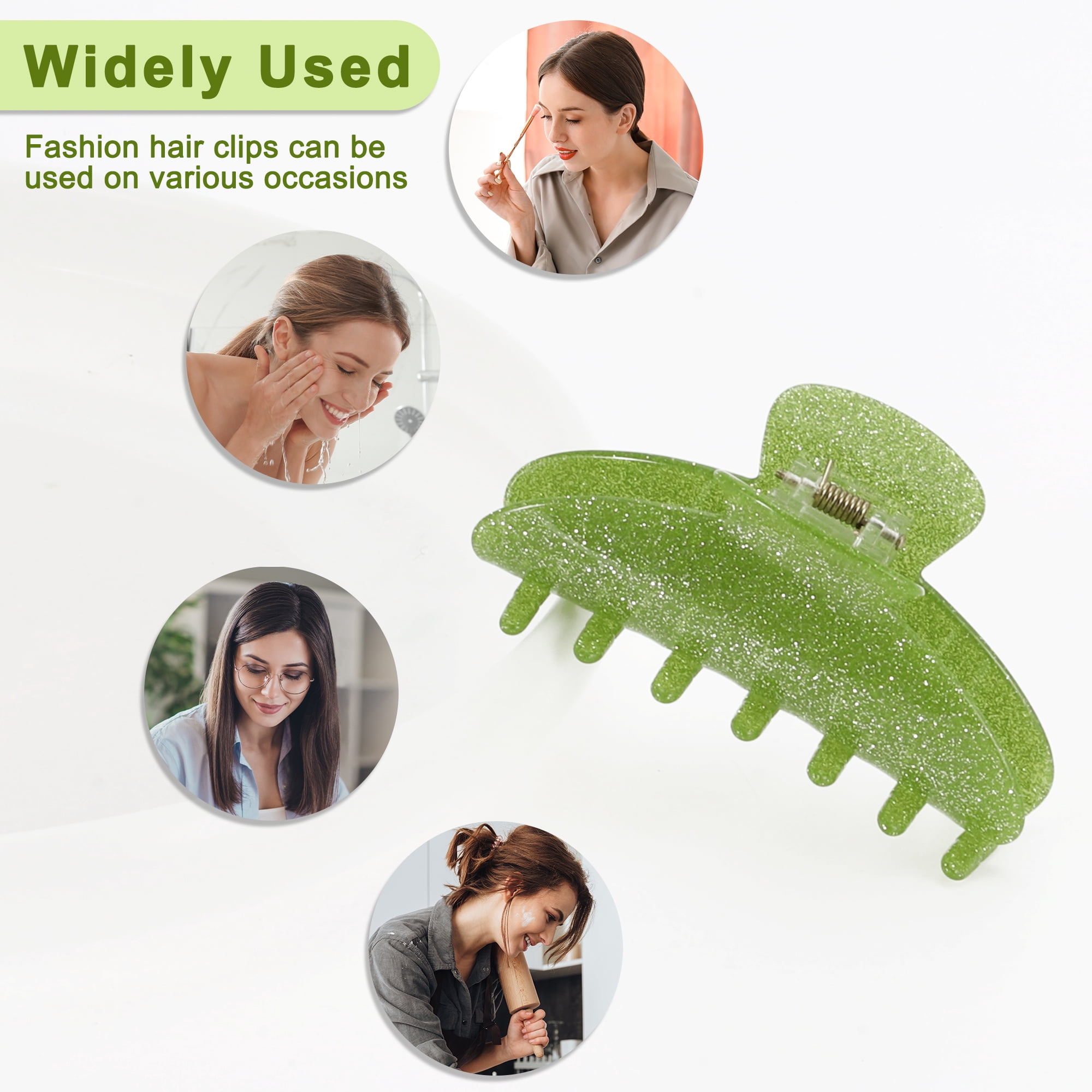 NOMADIC NOOK Women's French Large Hair Caw Clips 3 Pcs Green