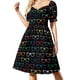 thumbnail image 2 of Vestido de verano de mujer con estampado de gafas hipster de manga corta y estampado colorido., 2 of 7
