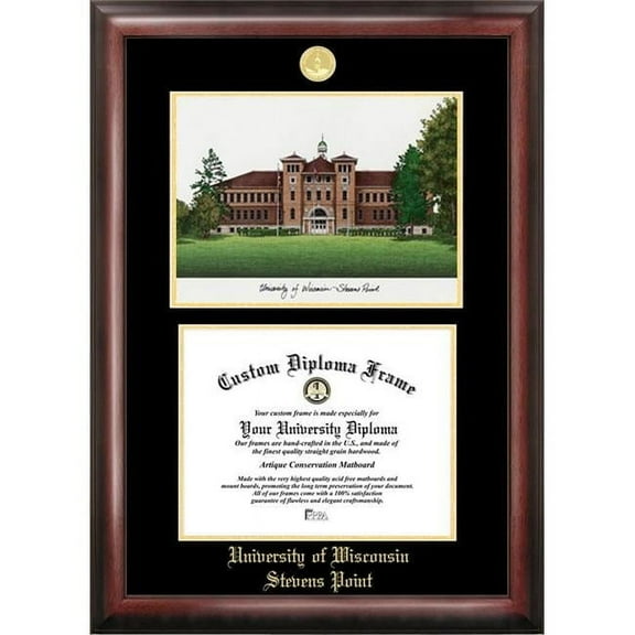Campus Images WI993LGED University of Wisconsin Gold embossed diploma frame with Campus Images lithograph