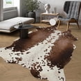 thumbnail image 2 of HOMORE Cowhide Rug, Cute Cow Print Rug for Living Room Faux Cow Hide Animal Print Carpet for Bedroom Office Table,4.6'x5.2',Brown, 2 of 7