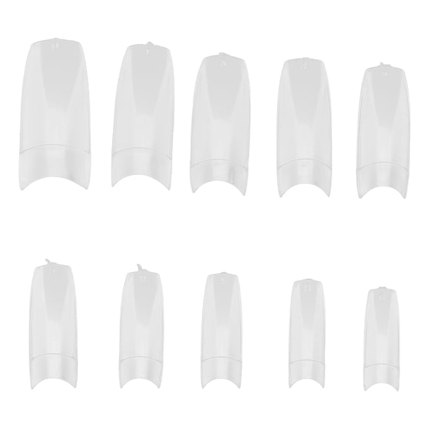 500pcs Uñas postizas de estilo natural francés Color natural Artificial Cubierta completa Puntas de uñas postizas (Transparente)