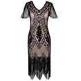 thumbnail image 5 of PrettyGuide Women's 1920s Dress Sequin Art Deco Flapper Dress with Sleeve, 5 of 7