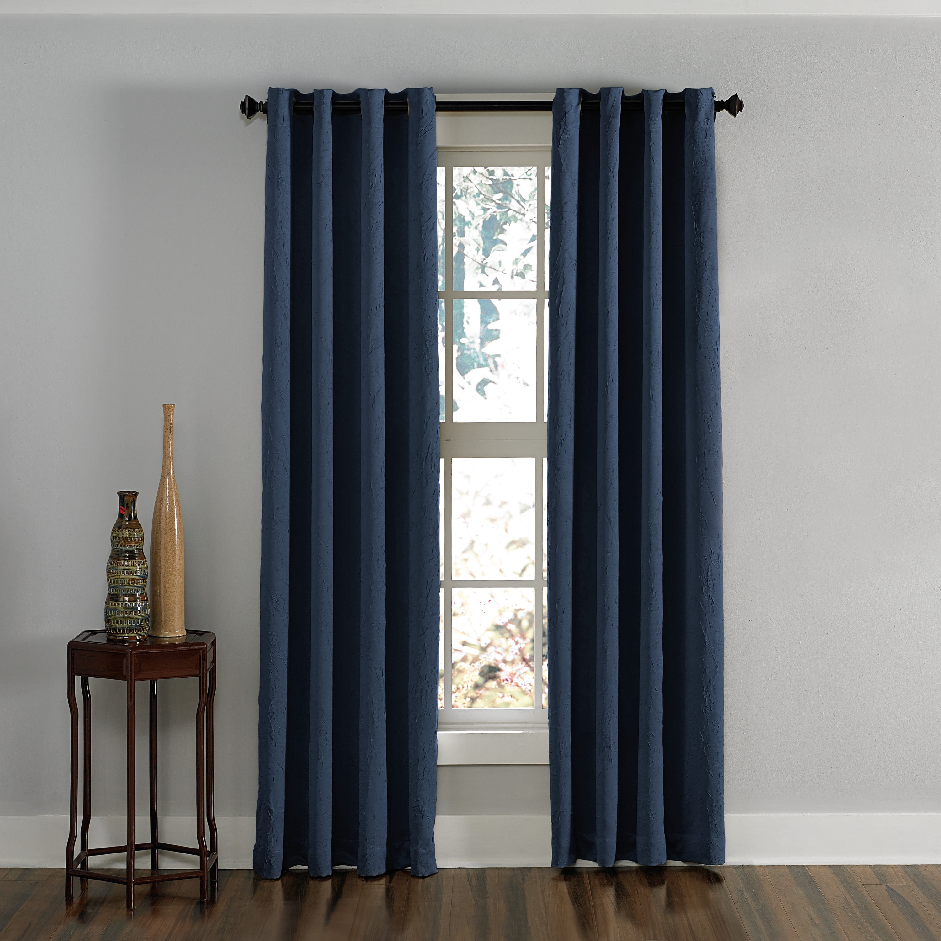 Curtainworks Lenox Grommet Curtain Single Panel, Indoor, 50"W x 108"L, Navy, Adult