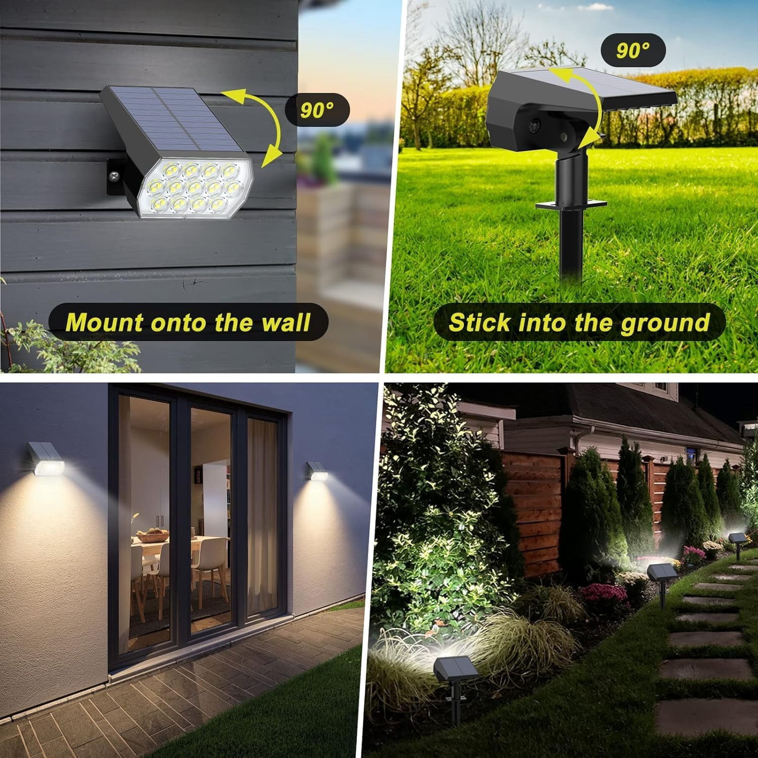 Fratink Solar Lights Outdoor 8 pack, 65 LED IP65 Waterproof, 3 Modes 2-in-1 Landscape Solar Spotlight for Patio Pathway Yard (Cool White)
